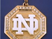 14k Gold & Diamond Octagon Shaped ND Logo Pendant