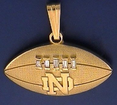 14kt Gold & Diamond Football Pendant with ND Logo