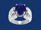 Ladies Fancy Stone Ring With ND on Sides-Blue
