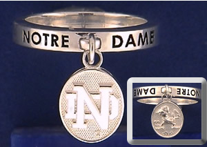 Dangle Ring with Leprechaun & ND Logo Charm