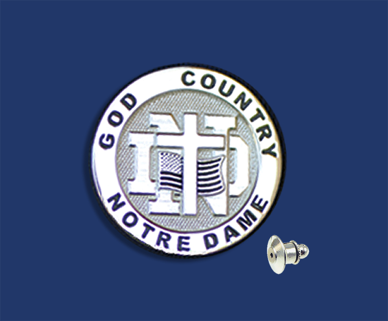 Round God, Country, ND Lapel Pin